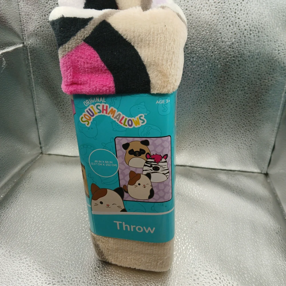 Squishmallows Pink and Black Cozy Throw 46